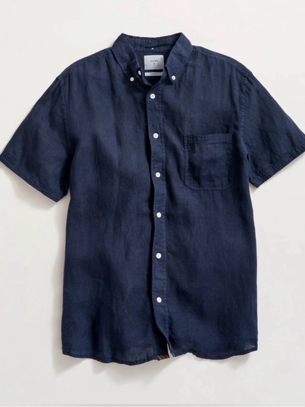 Billy Reid Tuscumbia Short Sleeve Linen Shirt Indigo Blue Luxury Button Down XXL